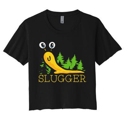 Slugger Slug – Funny Banana Slug Expert Baseball Game Player Women's Crop Top Tee