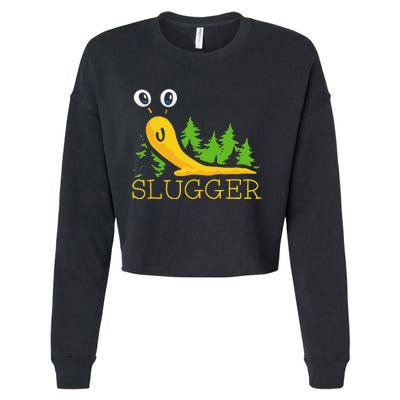 Slugger Slug – Funny Banana Slug Expert Baseball Game Player Cropped Pullover Crew