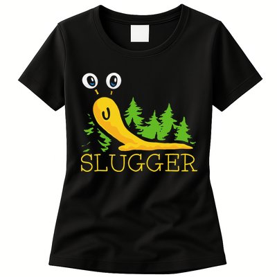 Slugger Slug – Funny Banana Slug Expert Baseball Game Player Womens T-Shirt