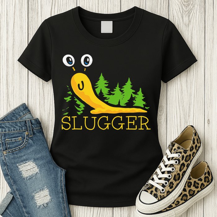 Slugger Slug – Funny Banana Slug Expert Baseball Game Player Womens T-Shirt