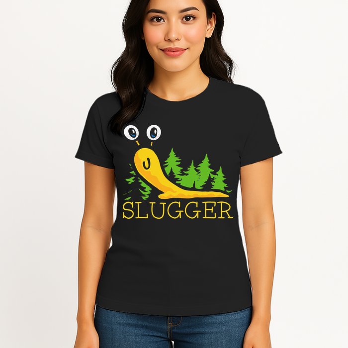 Slugger Slug – Funny Banana Slug Expert Baseball Game Player Womens T-Shirt
