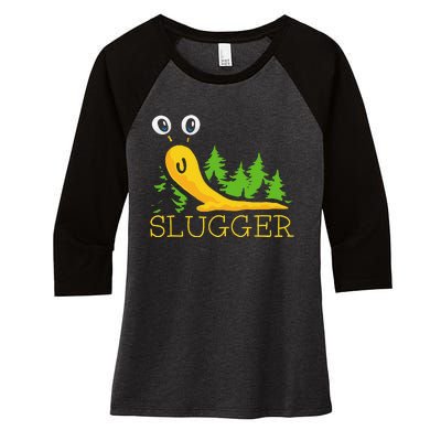 Slugger Slug – Funny Banana Slug Expert Baseball Game Player Women's Tri-Blend 3/4-Sleeve Raglan Shirt