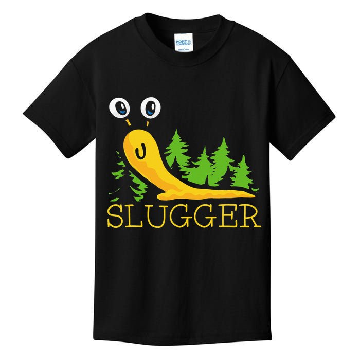 Slugger Slug – Funny Banana Slug Expert Baseball Game Player Kids T-Shirt