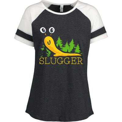 Slugger Slug – Funny Banana Slug Expert Baseball Game Player Enza Ladies Jersey Colorblock Tee