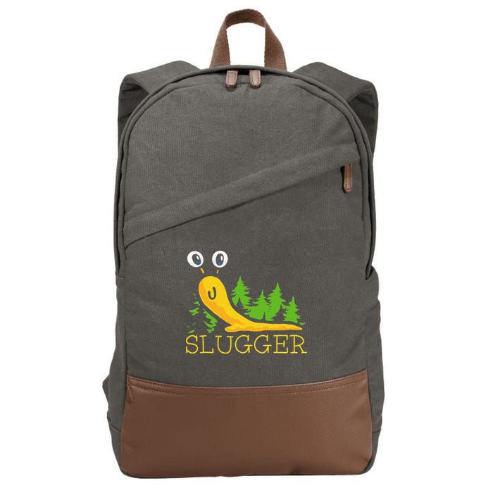 Slugger Slug – Funny Banana Slug Expert Baseball Game Player Cotton Canvas Backpack