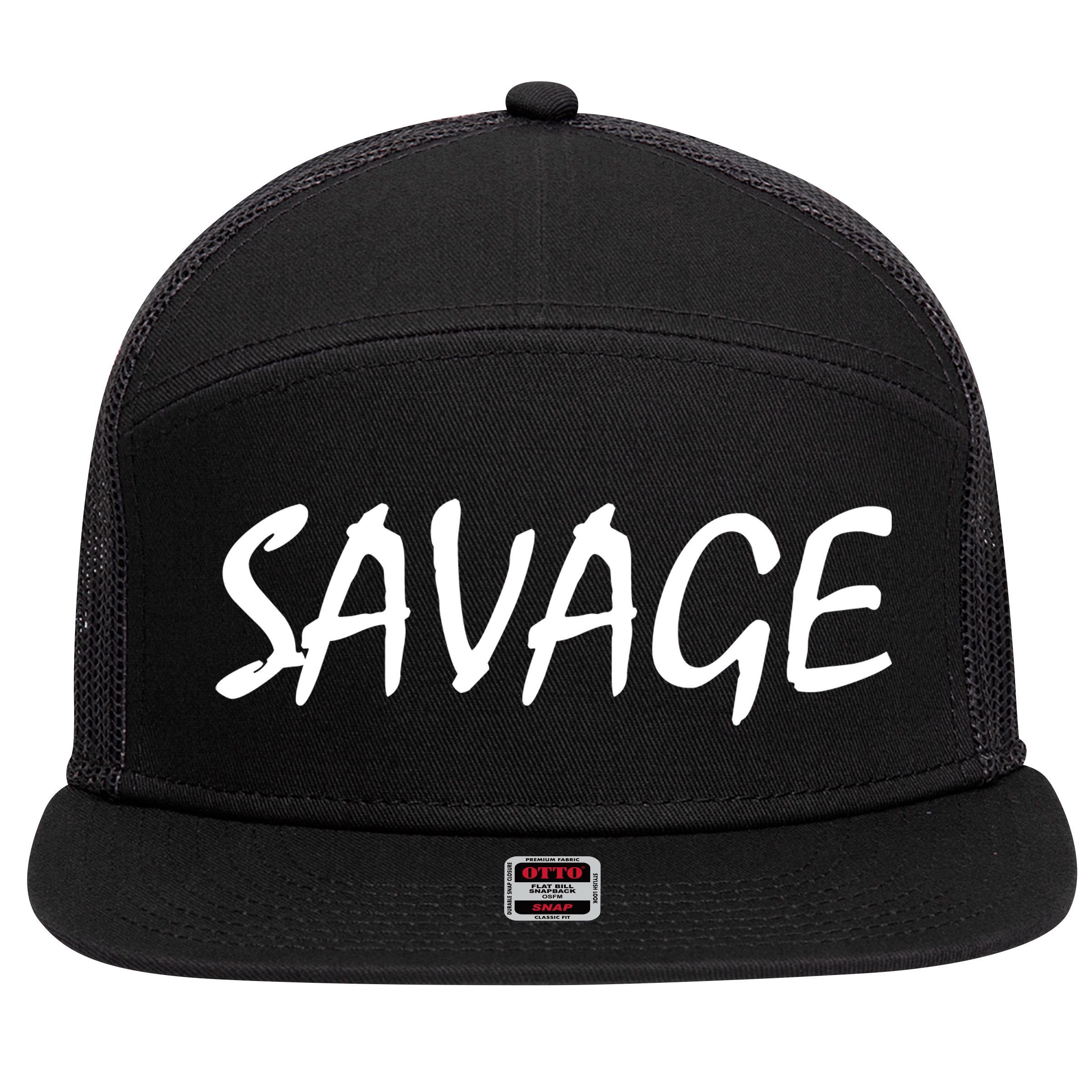 Savage Strength Funny Gift 7 Panel Mesh Trucker Snapback Hat