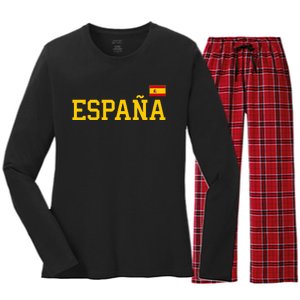 Spain Spanish Flag Red EspañA Women's Long Sleeve Flannel Pajama Set 