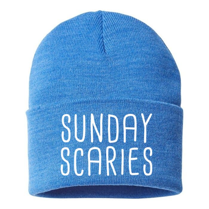 Sunday Scaries Funny Lazy Meme Dreading Monday Sad Mood Gift Sustainable Knit Beanie