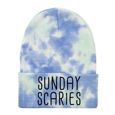 Sunday Scaries Funny Lazy Meme Dreading Monday Sad Mood Gift Tie Dye 12in Knit Beanie