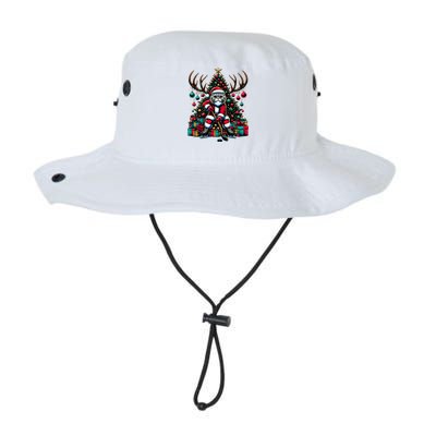 Santa Scottish Fold Cat Playing Hockey Christmas Cute Gift Legacy Cool Fit Booney Bucket Hat