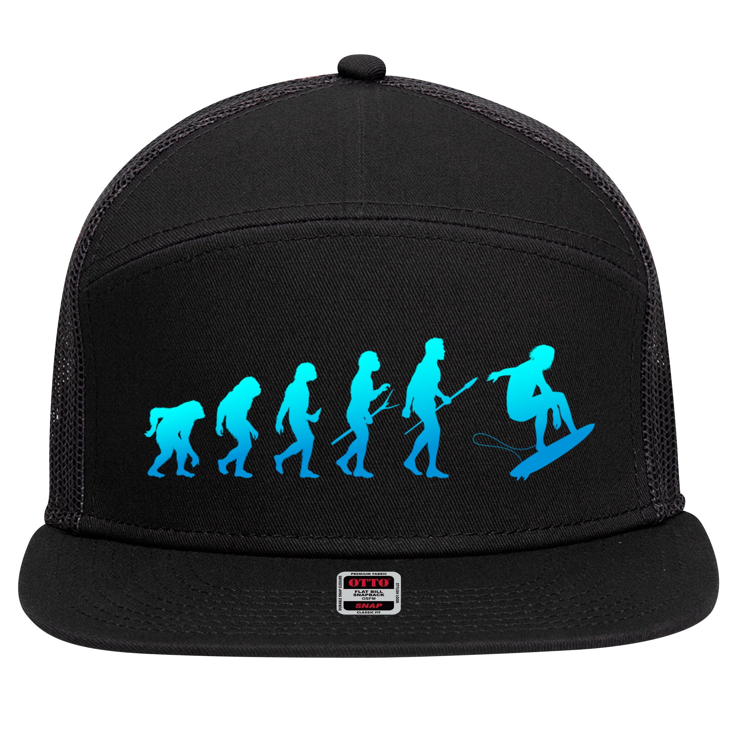 Skimboarding Skimboard Funny Evolution Beach Surfing Great Gift 7 Panel Mesh Trucker Snapback Hat