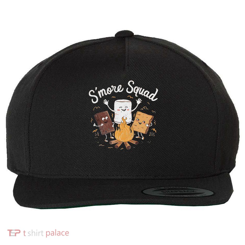 Smore Squad For Kids Camping Campfire Chocolate Marshmallow Wool Snapback Cap