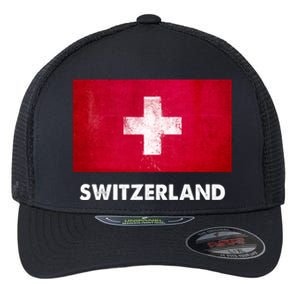 Swiss Switzerland Flag Cute Gift Flexfit Unipanel Trucker Cap