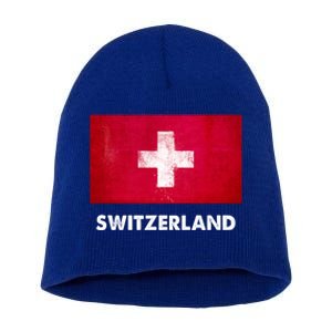 Swiss Switzerland Flag Cute Gift Short Acrylic Beanie