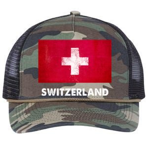 Swiss Switzerland Flag Cute Gift Retro Rope Trucker Hat Cap