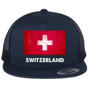 Swiss Switzerland Flag Cute Gift Flat Bill Trucker Hat