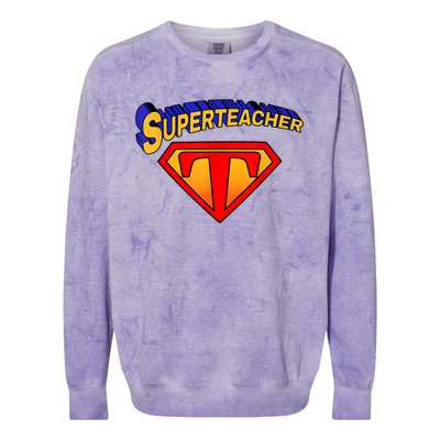 Superteacher Superhero Funny Teacher Gift Idea Colorblast Crewneck Sweatshirt