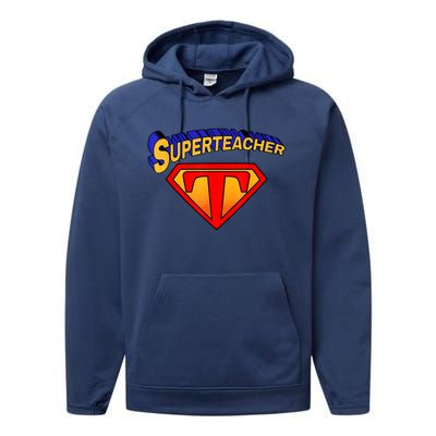 Superteacher Superhero Funny Teacher Gift Idea Performance Fleece Hoodie