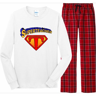 Superteacher Superhero Funny Teacher Gift Idea Long Sleeve Pajama Set