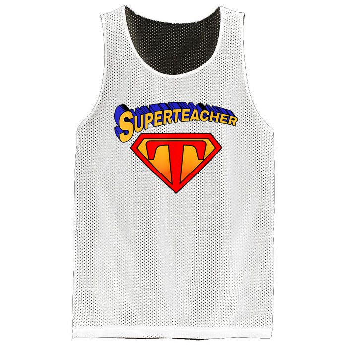 Superteacher Superhero Funny Teacher Gift Idea Mesh Reversible Basketball Jersey Tank