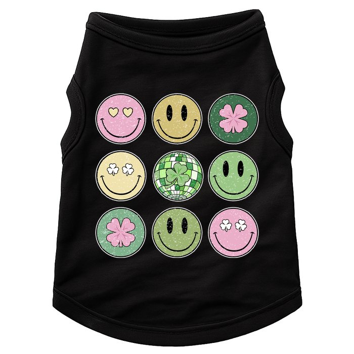 Shamrock Smile Face Disco Retro Groovy St Patricks Day Lucky Doggie Tank