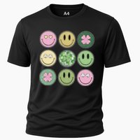 Shamrock Smile Face Disco Retro Groovy St Patricks Day Lucky Cooling Performance Crew T-Shirt