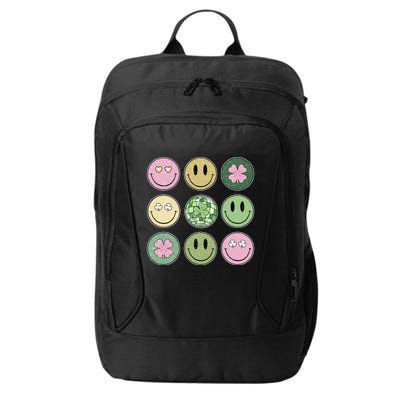 Shamrock Smile Face Disco Retro Groovy St Patricks Day Lucky City Backpack