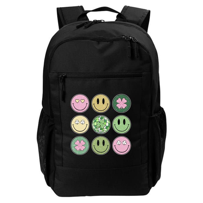 Shamrock Smile Face Disco Retro Groovy St Patricks Day Lucky Backpack