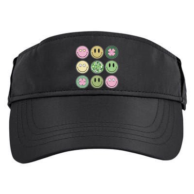 Shamrock Smile Face Disco Retro Groovy St Patricks Day Lucky Adult Drive Performance Visor