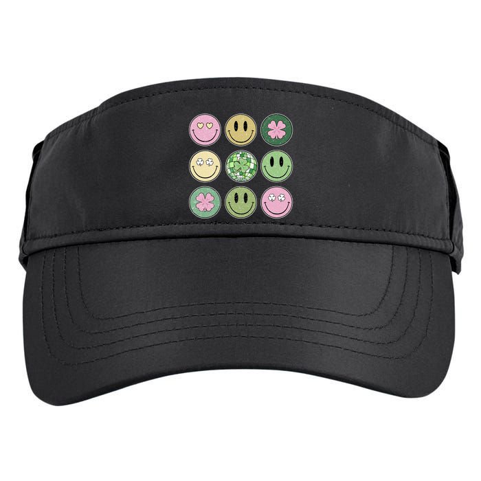 Shamrock Smile Face Disco Retro Groovy St Patricks Day Lucky Adult Drive Performance Visor