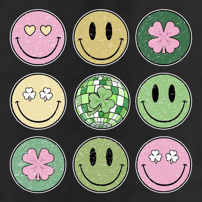 Shamrock Smile Face Disco Retro Groovy St Patricks Day Lucky Adult Drive Performance Visor