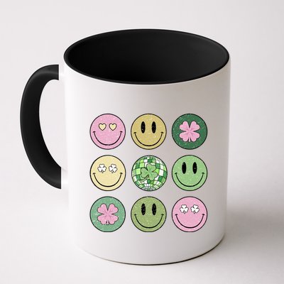 Shamrock Smile Face Disco Retro Groovy St Patricks Day Lucky Mug