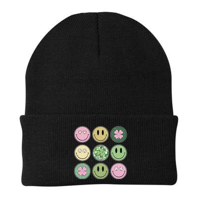 Shamrock Smile Face Disco Retro Groovy St Patricks Day Lucky Beanie