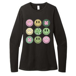 Shamrock Smile Face Disco Retro Groovy St Patricks Day Lucky Womens CVC Long Sleeve Shirt