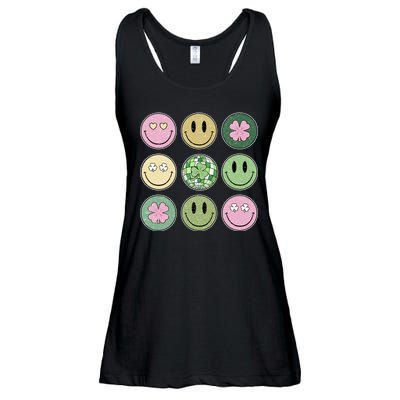Shamrock Smile Face Disco Retro Groovy St Patricks Day Lucky Ladies Essential Flowy Tank