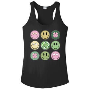 Shamrock Smile Face Disco Retro Groovy St Patricks Day Lucky Ladies PosiCharge Competitor Racerback Tank