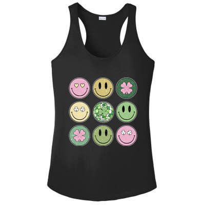 Shamrock Smile Face Disco Retro Groovy St Patricks Day Lucky Ladies PosiCharge Competitor Racerback Tank