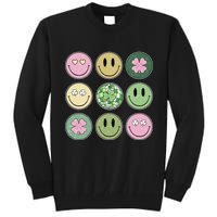 Shamrock Smile Face Disco Retro Groovy St Patricks Day Lucky Tall Sweatshirt