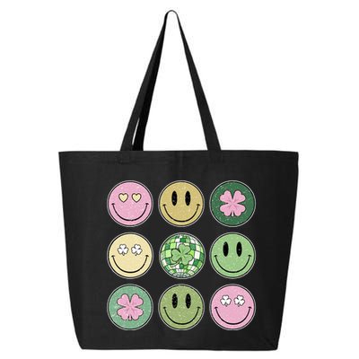 Shamrock Smile Face Disco Retro Groovy St Patricks Day Lucky 25L Jumbo Tote