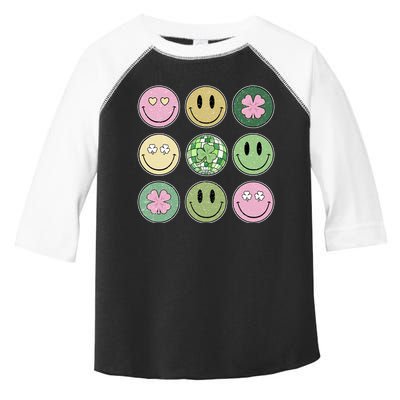 Shamrock Smile Face Disco Retro Groovy St Patricks Day Lucky Toddler Fine Jersey T-Shirt