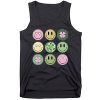 Shamrock Smile Face Disco Retro Groovy St Patricks Day Lucky Tank Top
