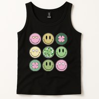 Shamrock Smile Face Disco Retro Groovy St Patricks Day Lucky Tank Top
