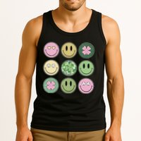 Shamrock Smile Face Disco Retro Groovy St Patricks Day Lucky Tank Top