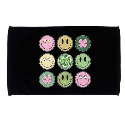Shamrock Smile Face Disco Retro Groovy St Patricks Day Lucky Microfiber Hand Towel
