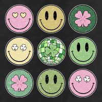 Shamrock Smile Face Disco Retro Groovy St Patricks Day Lucky Microfiber Hand Towel