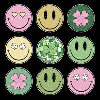 Shamrock Smile Face Disco Retro Groovy St Patricks Day Lucky Wool Snapback Cap
