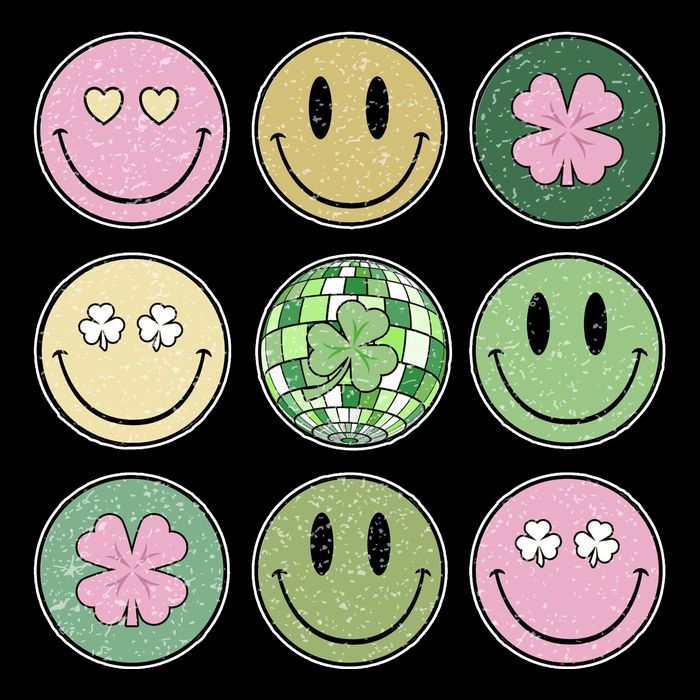 Shamrock Smile Face Disco Retro Groovy St Patricks Day Lucky Wool Snapback Cap