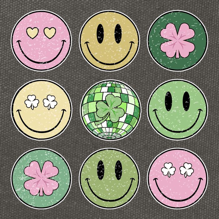 Shamrock Smile Face Disco Retro Groovy St Patricks Day Lucky Cotton Canvas Backpack