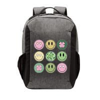 Shamrock Smile Face Disco Retro Groovy St Patricks Day Lucky Vector Backpack
