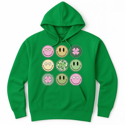 Shamrock Smile Face Disco Retro Groovy St Patricks Day Lucky Hoodie